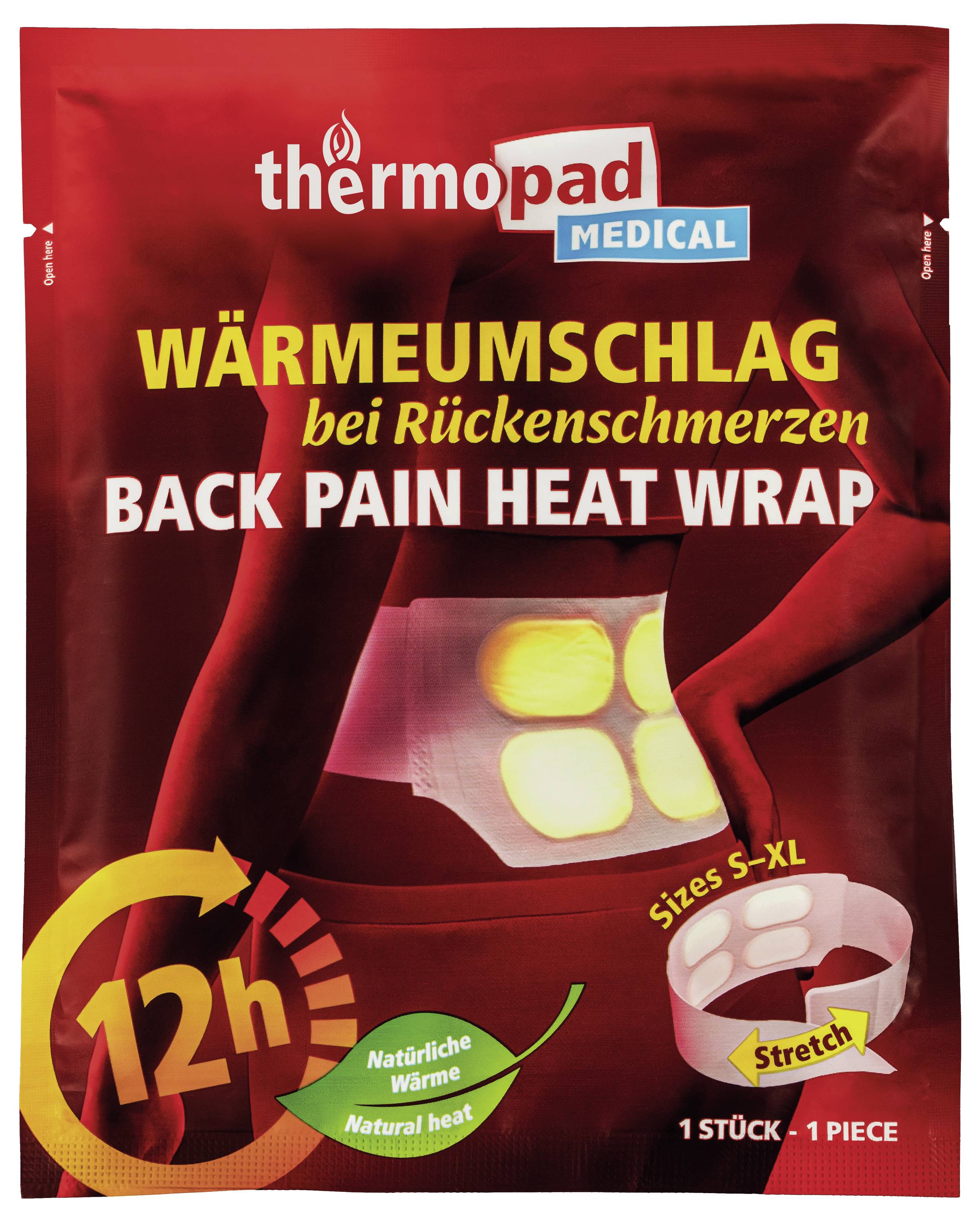Thermopad Medical tepelná podložka na bolest zad s balením na 12h přírodního tepla, velikosti S-XL, 1 kus.