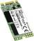 Disk SSD M.2 SATA III od společnosti Transcend s kapacitou 128 GB, model TS128GMTS430S, zobrazuje technické údaje o shodě a sériové číslo.