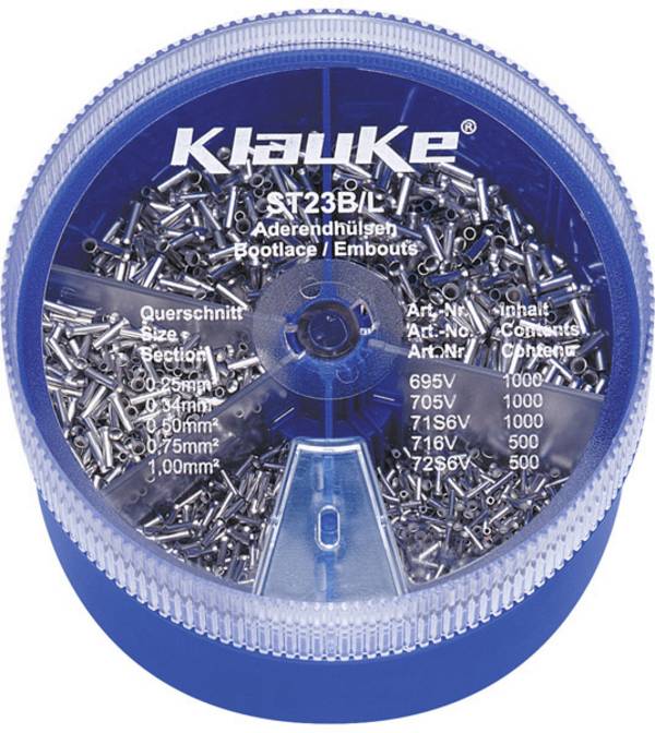 Klauke ST23B sada dutinek 0.25 mm², 0.34 mm², 0.5 mm², 0.75 mm², 1 mm² bez izolace stříbrná 4000 díly