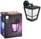 Nástěnná lampa s čtvercovým designem, bílým světelným boxem a černým rámem. Obal zobrazuje lampu svítící v barvách.
