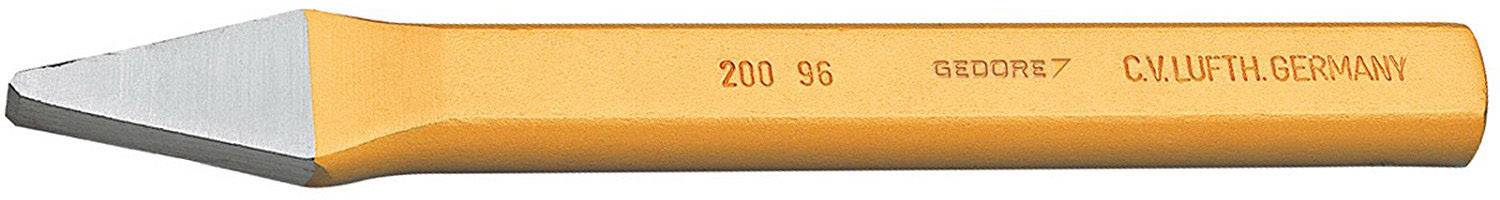 Sekáč z žlutého oceli se stříbrným hrotem, gravírovaný '200 96 GEDORE' a 'C. LUFTH GERMANY'.