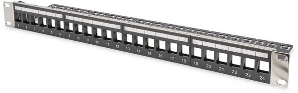 Digitus DIGITUS - Modulares Patchpanel für Keystone Jacks 1HE - unbestückt 24 portů síťový patch panel 483 mm (19") nevybavený specifikací 1 U vícebarevná neosazený