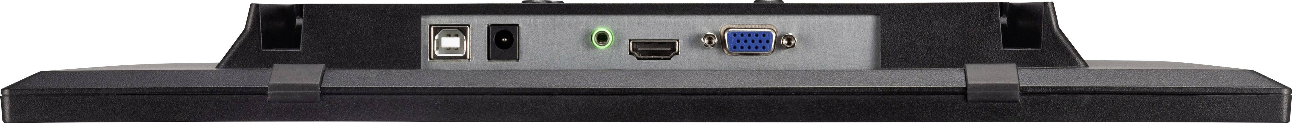 Zadní strana monitoru s několika konektory: USB, Audio, HDMI, VGA.