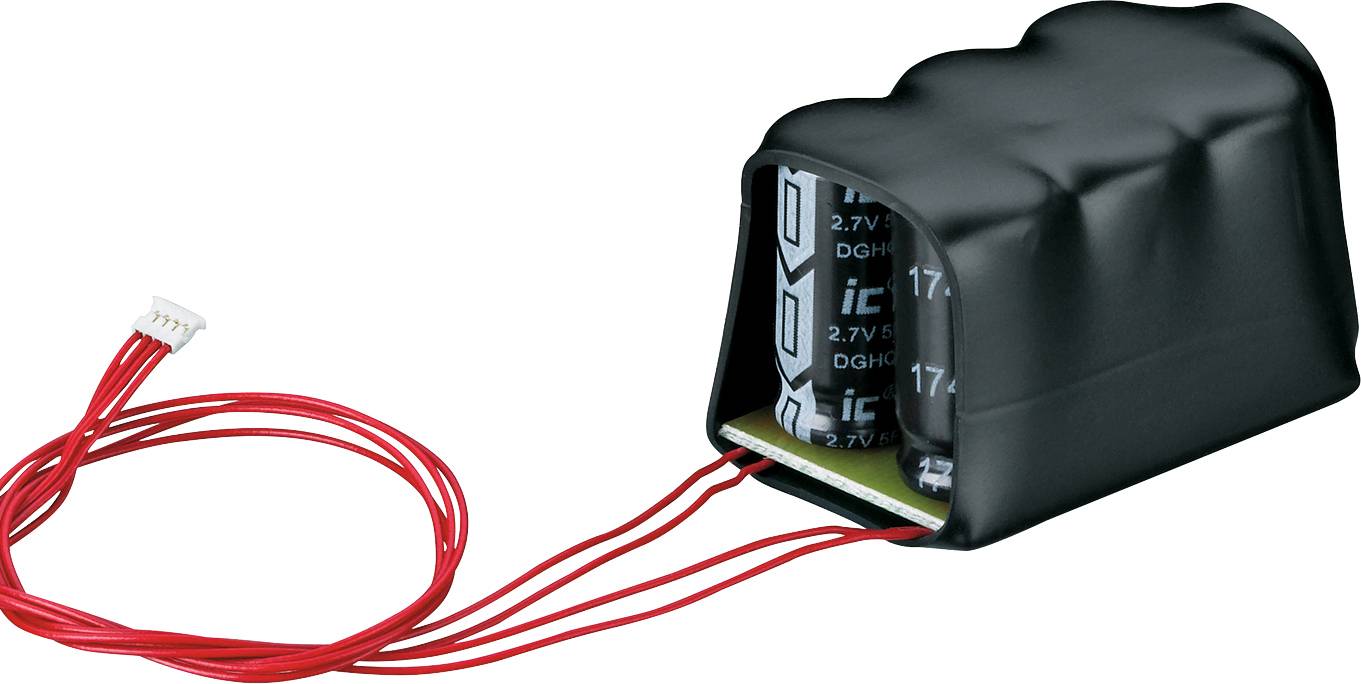 Černý akumulátorový pack s několika články, částečně viditelný, propojený červenými vodiči, pravděpodobně určený pro elektrická zařízení.