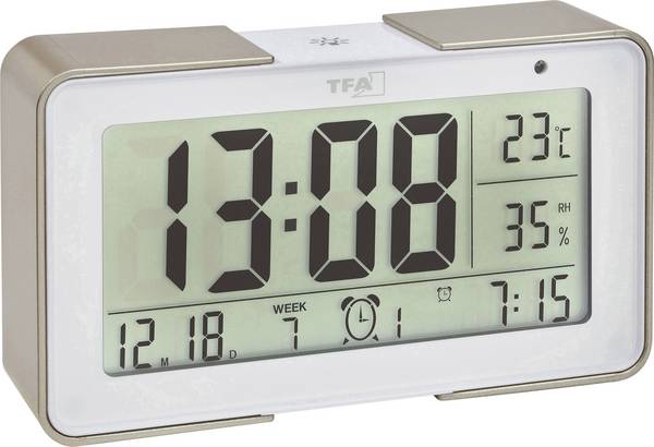 TFA Dostmann  60.2540.53  DCF  budík  zlatá, bílá  časů buzení 3