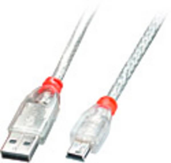 LINDY USB kabel USB 2.0 USB-A zástrčka, USB Mini-B zástrčka 5.00 m transparentní 41785
