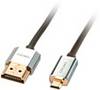 LINDY HDMI kabel Zástrčka HDMI-A, Zástrčka HDMI Micro-D 0.50 m šedá 41680 4K UHD, vodič z OFC, kulatý, dvoužilový stíněný, extrémně tenký , pozlacené kontakty, flexibilní provedení HDMI kabel