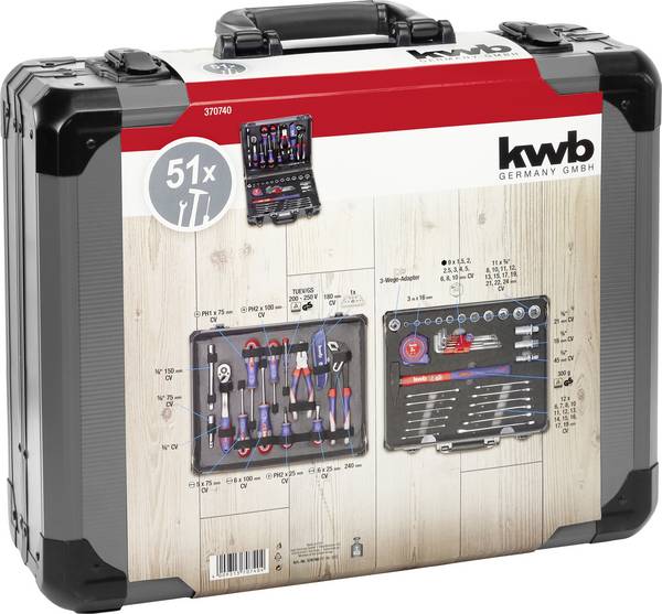 kwb 370740 kufřík s nářadím, 51dílná