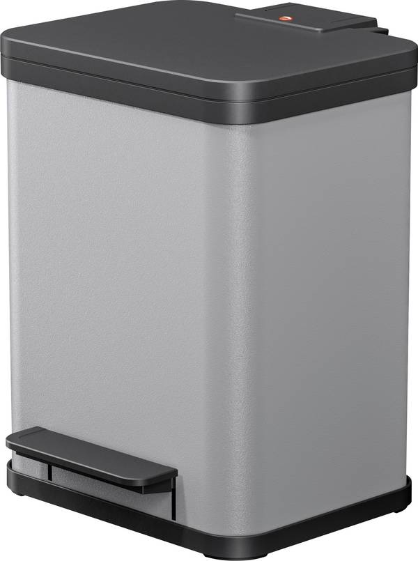 Hailo Öko duo plus M 6222200 odpadkový koš, 18 l, ocelový plech, (d x š x v) 320 x 320 x 430 mm, světle šedá, otevírání pedálem, 1 ks