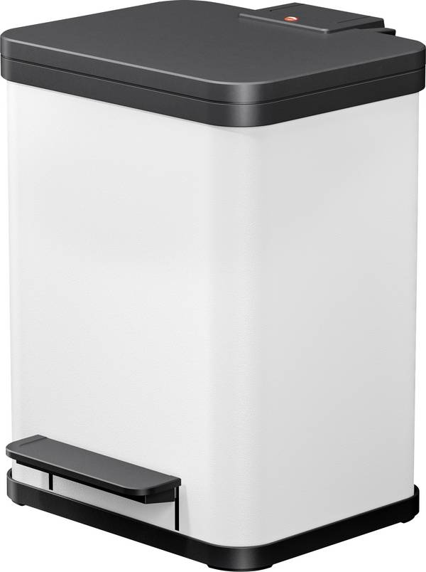 Hailo Öko duo plus M 6222300 odpadkový koš, 18 l, ocelový plech, (d x š x v) 320 x 320 x 430 mm, bílá, otevírání pedálem, 1 ks