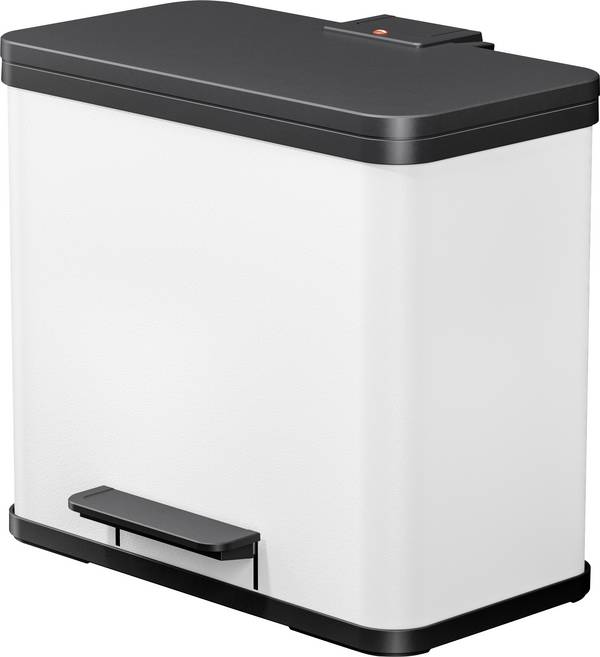 Hailo öko duo plus L 6302300 odpadkový koš, 26 l, ocelový plech, (d x š x v) 470 x 470 x 430 mm, bílá, otevírání pedálem, 1 ks