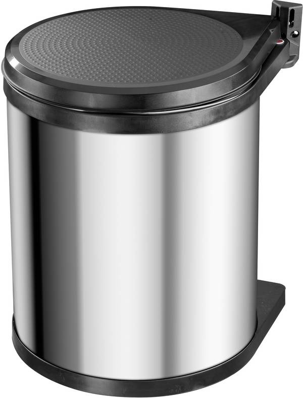 Hailo Compact-Box M 3555-101 odpadkový koš, 15 l, nerezová ocel, (Ø x v) 285 mm x 355 mm, stříbrná, černá, 1 ks