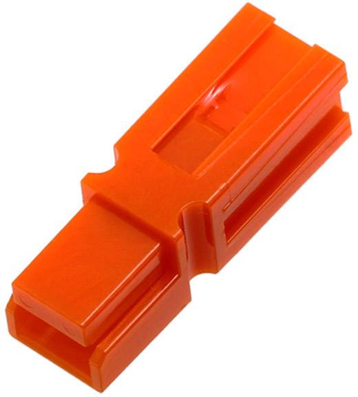 Oranžový plastový konektor pro elektrické spojení nebo zajištění kabelů.