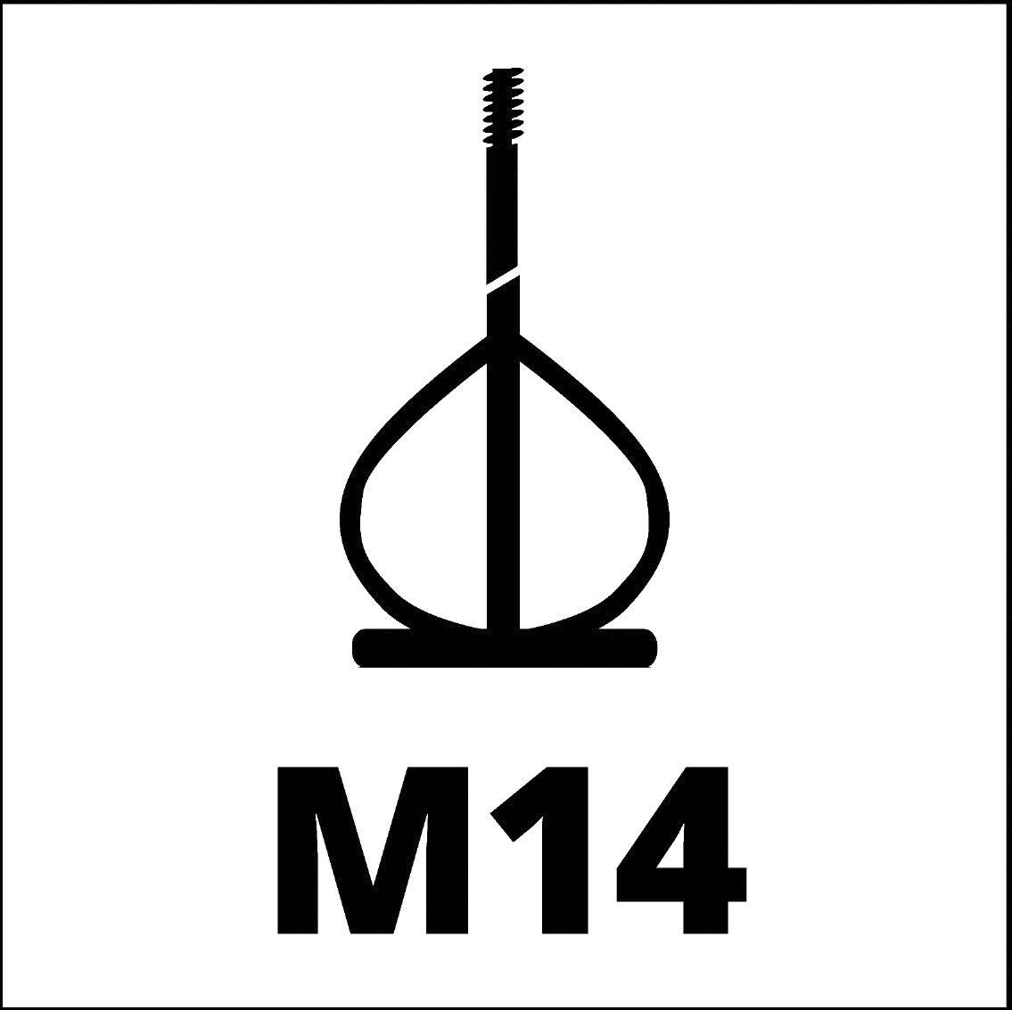 Symbol šroubu M14 se závitem a závitovými kruhy.
