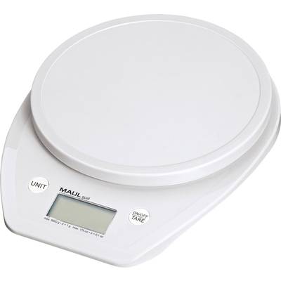 Elektronická kuchyňská váha s digitálním displejem, dvěma tlačítky pro volbu jednotek a funkcí tára, vhodná pro vážení ingrediencí.