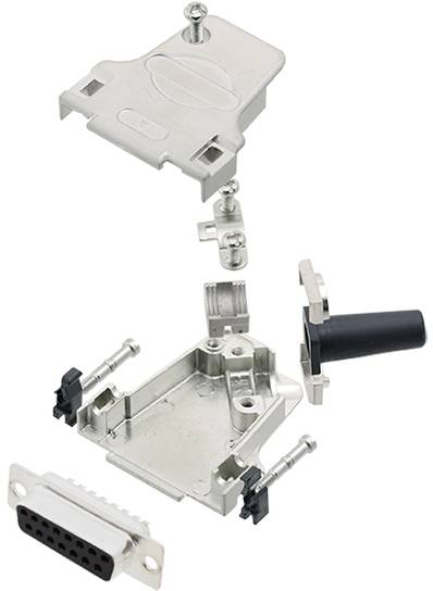 TRU COMPONENTS TCD45ZF15DMSK 7708764 sada D-SUB zásuvková lišta 45 ° Pólů: 15 pájecí kalíšek 1 ks