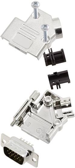 TRU COMPONENTS TCD45PKM09HDP15K 7709740 sada D-SUB kolíkové lišty 45 ° Pólů: 15 pájecí kalíšek 1 ks