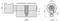 Technické schéma cylindrického zámku, zobrazující boční a vrchní pohled s detailními rozměry v milimetrech, včetně délek a průměrů.