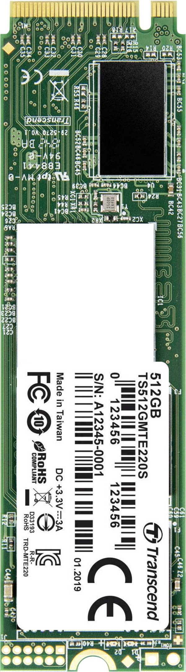 Transcend 220S 512 GB interní SSD disk NVMe/PCIe M.2 M.2 NVMe PCIe 3.0 x4 Retail TS512GMTE220S