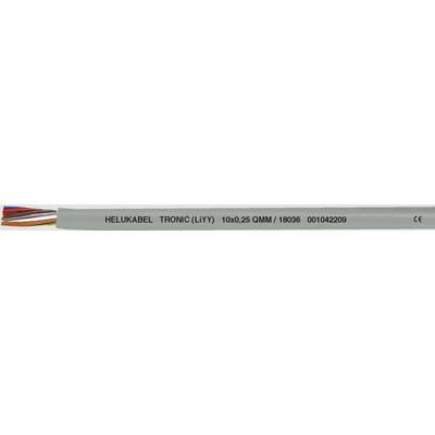 Kabel s otevřeným koncem zobrazuje mnoho barevných vodičů. Na kabelu je nápis 'HELUKABEL TRONIC-LIYW 10x0,25 qmm/18906 001020080' a symbol CE.