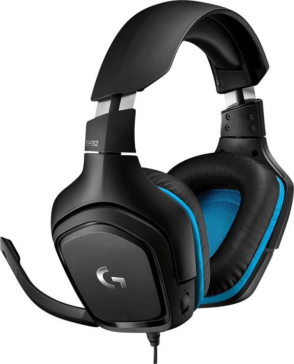 Logitech Gaming G432  Headset uzavřená (Over Ear) kabelová 7.1 Surround černá, modrá  regulace hlasitosti, Vypnutí zvuku mikrofonu Gaming