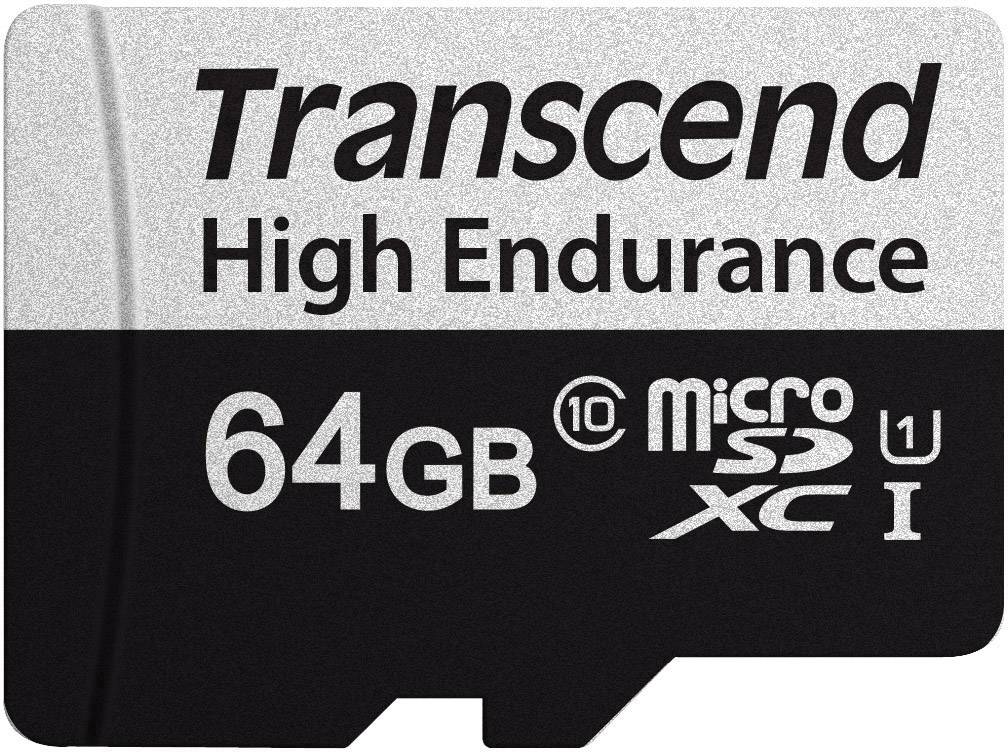 Paměťová karta MicroSD od Transcendu, 64 GB, s vysokou výdrží, třída 10, pro spolehlivé ukládání dat v náročných aplikacích.