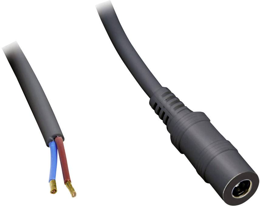 Černý kabel s volným koncem a adaptérem na druhé straně, vhodný pro elektronické připojení.