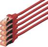 Digitus DK-1644-100-R-5 RJ45 síťové kabely, propojovací kabely CAT 6 S/FTP 10.00 m červená fóliové stínění, kompletní stínění, stíněný, bez halogenů, simplexní spojení, dvoužilový stíněný, kroucené páry 5 ks