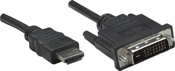 Manhattan HDMI / DVI kabelový adaptér Zástrčka HDMI-A, DVI-D 24+1pol. Zástrčka 1.00 m černá 322782  HDMI kabel