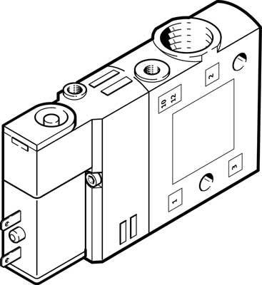 Technický výkres elektronického zařízení s několika konektory a tlačítky.