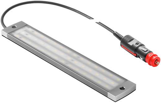 Tenká LED lampa s černým kabelem a červeno-černou zástrčkou. Vhodná pro kompaktní osvětlovací aplikace.