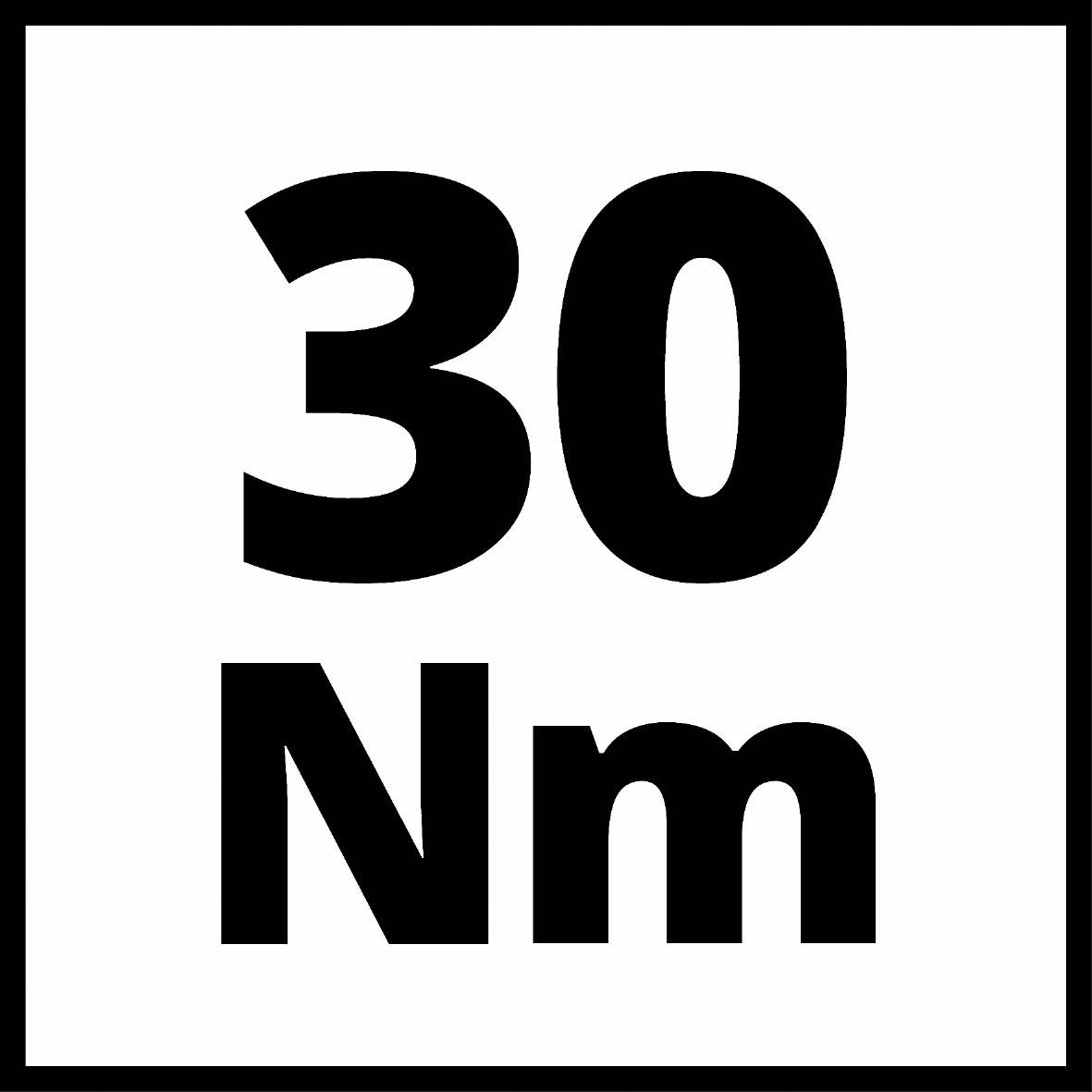 "30 Nm" černým textem na bílém pozadí.