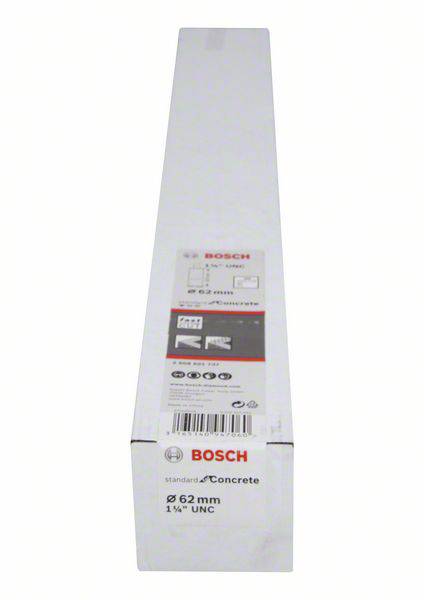 Bílý obal značky Bosch pro betonový vrták, průměr 62 mm, 1 1/4" UNC.