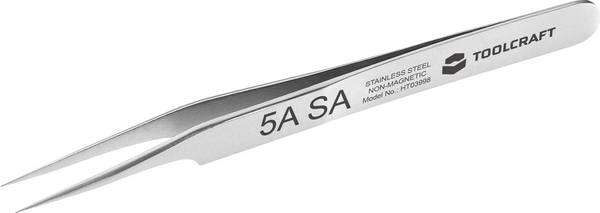 TOOLCRAFT TO-5861043  jemná pinzeta, 1 ks, 5a SA, špičatá, velmi štíhlý, jemná, ve tvaru srpu, odsazený 30°, 120 mm
