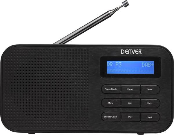 Denver DAB-42 111111000380 přenosné rádio, DAB+, FM, FM, DAB+, DAB, funkce alarmu, černá
