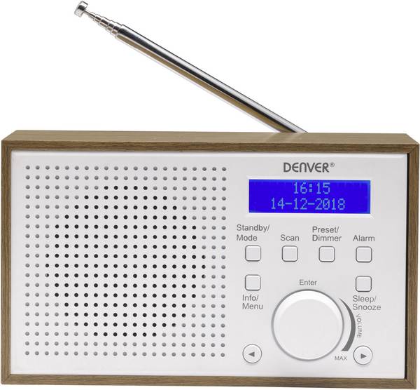 Denver DAB-46 111111000400 stolní rádio, DAB+, FM, DAB+, FM, funkce alarmu, bílá