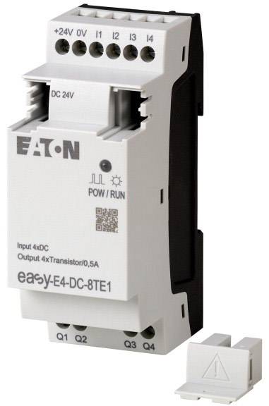 Automatizační modul od Eatonu, model easyE4-DC-8TE1. Má vstupy a výstupy pro spínání tranzistorů.
