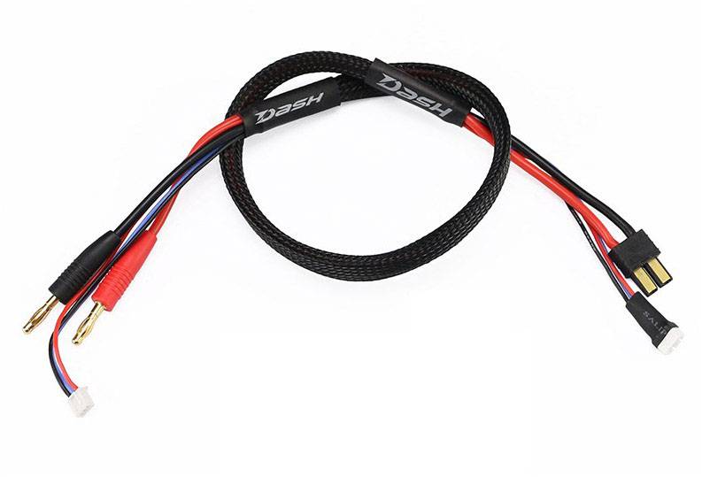 Černý kabel se zlatými konektory, opláštěný a obsahující několik barevných kabelů. Vhodný pro elektronické připojení.