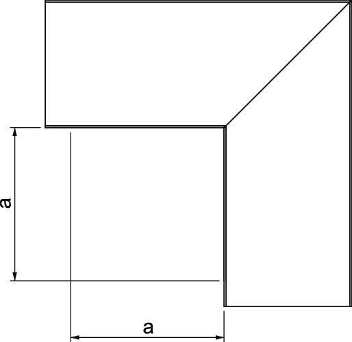 Diagram L-tvarového objektu se symetricky označenými stranami, rozměry označené jako 'a'.