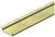 Kovová lišta s U-profilem ve zlaté barvě, pohled z boku. Vhodná pro stavební aplikace nebo jako konstrukční prvek.