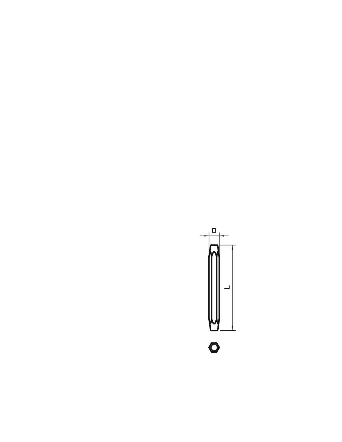 Výkres zobrazuje příčný řez těsnícího kroužku O-kroužku s rozměry 'd' pro průměr a 'L' pro délku, pod nímž je umístěna šestihranná matice.