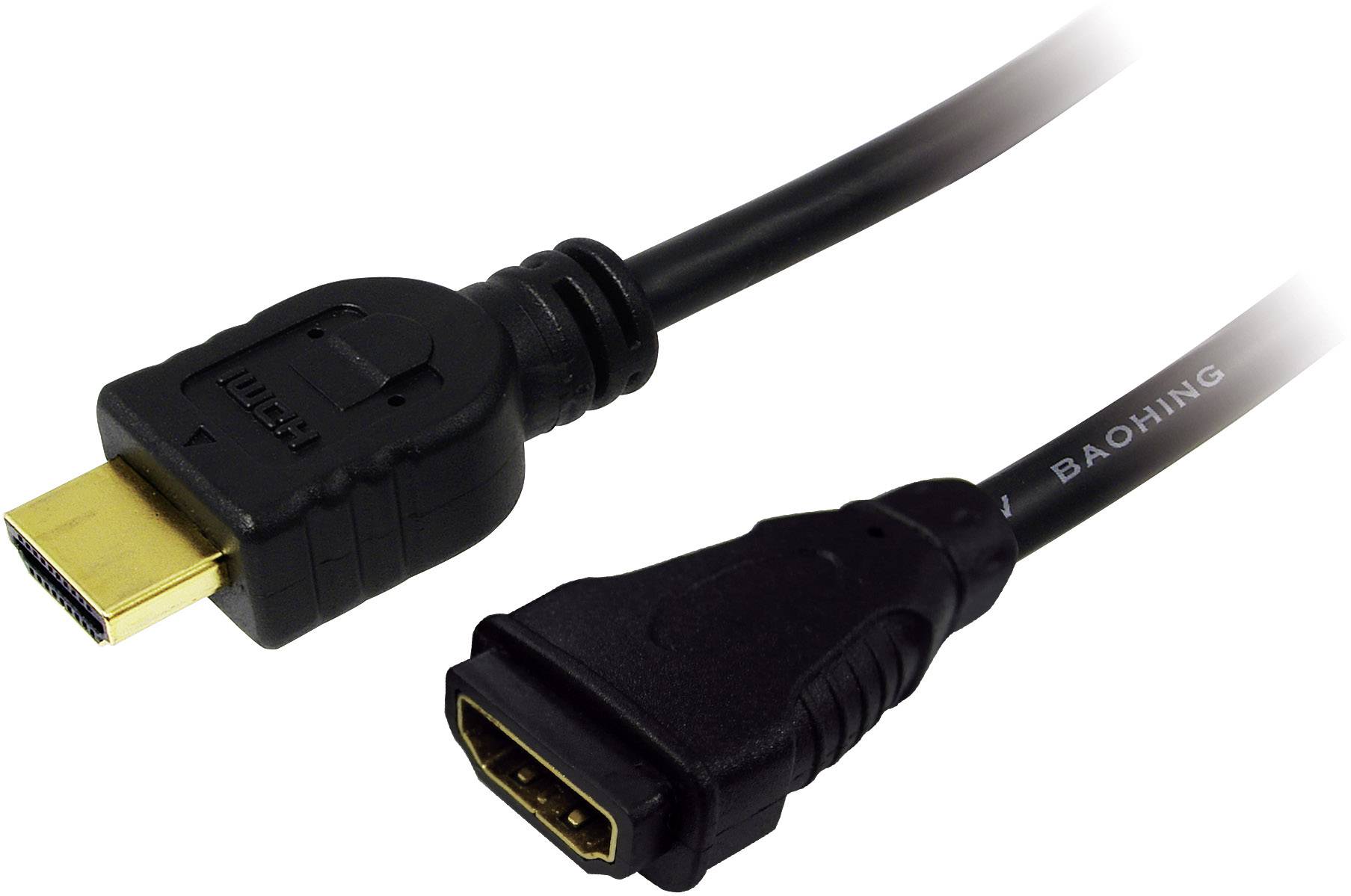 HDMI kabel s mužským a ženským konektorem.