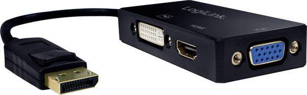 LogiLink CV0109 HDMI adaptér [1x zástrčka DisplayPort - 1x DVI zásuvka 24+1pólová, HDMI zásuvka, VGA zásuvka] černá  0 mm