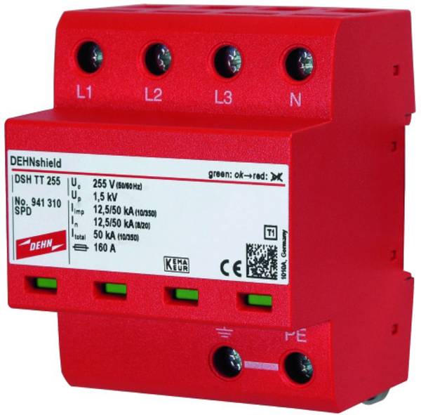 DEHN 941310 DSH TT 255 kombinovaný chránič proti přepětí  Přepětová ochrana pro: rozvodná skříň 50 kA  1 ks