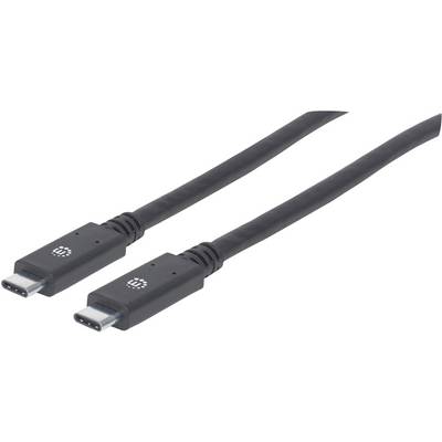 Černý USB-C kabel se dvěma konektory na obou koncích, vhodný pro rychlé nabíjení a přenos dat u kompatibilních zařízení.