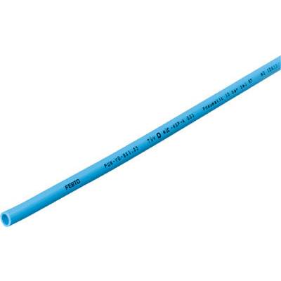 Modrá hadice Festo s černým popisem, zobrazující technické specifikace, vhodná pro pneumatické aplikace.
