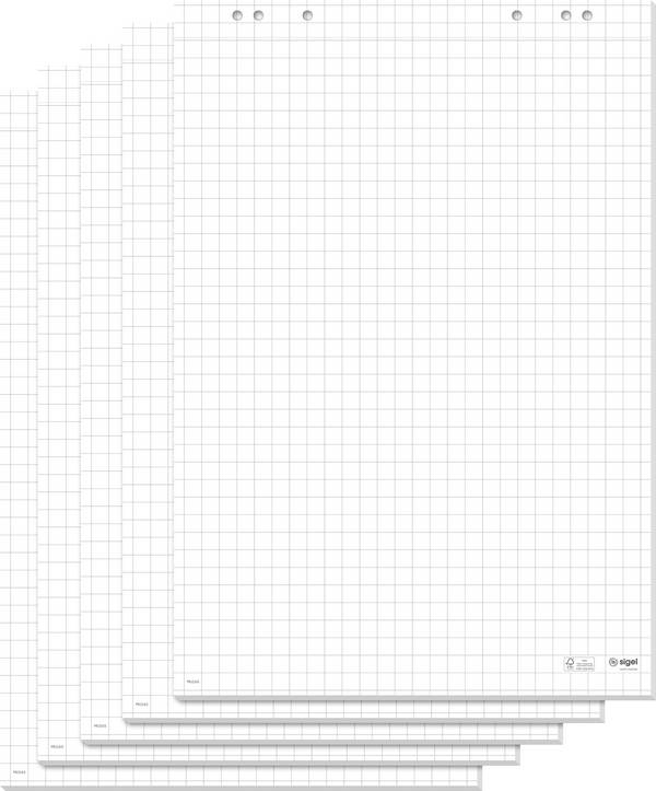 Sigel MU165 blok na flipchart Počet listů: 100 čtverečkovaný 68 cm x 98 cm  bílá