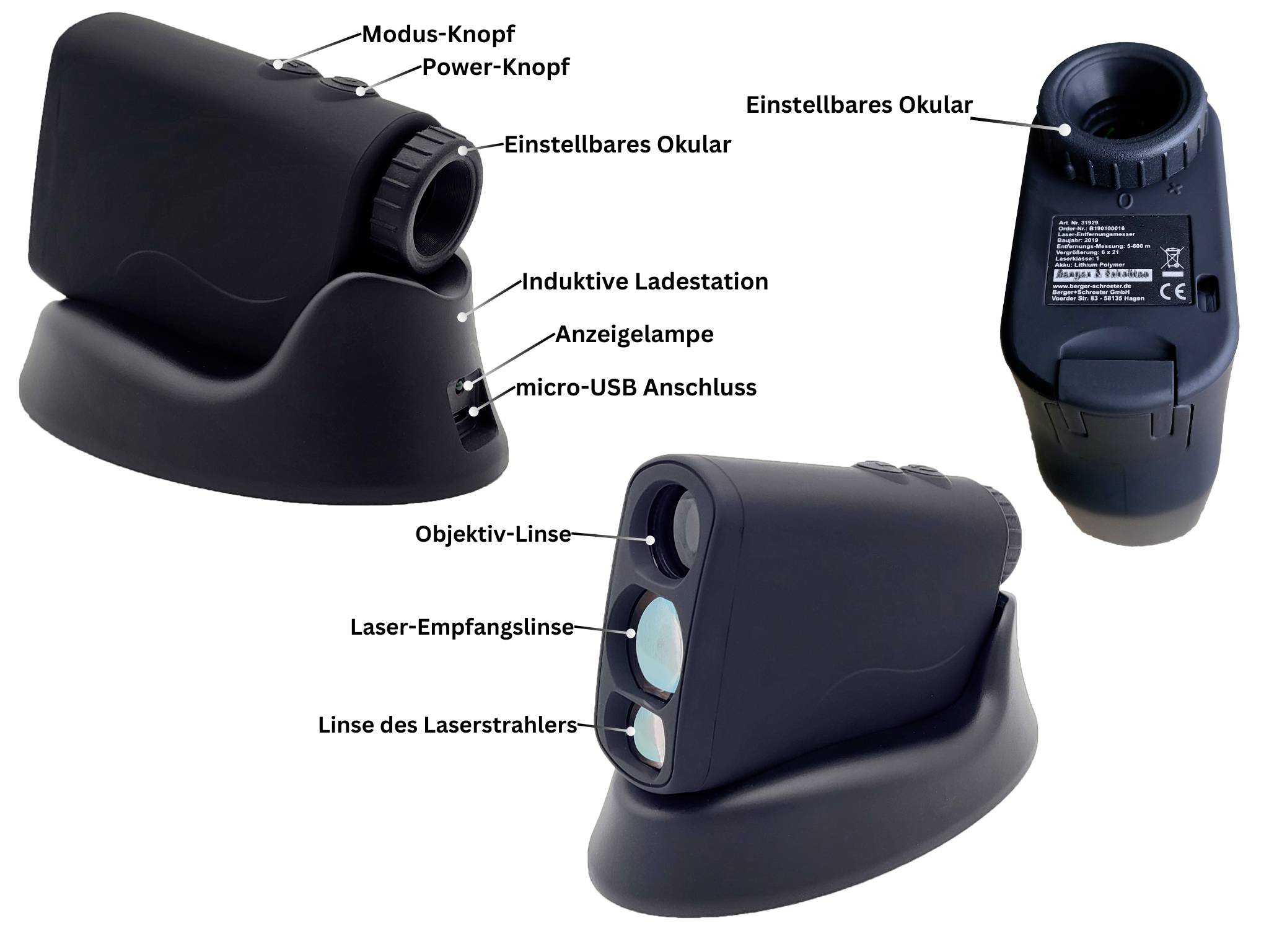 Berger & Schröter Speed PRO X7 wireless měřič vzdálenosti 6 x 21 mm Dosah (fx) 5 do 1000 m-4