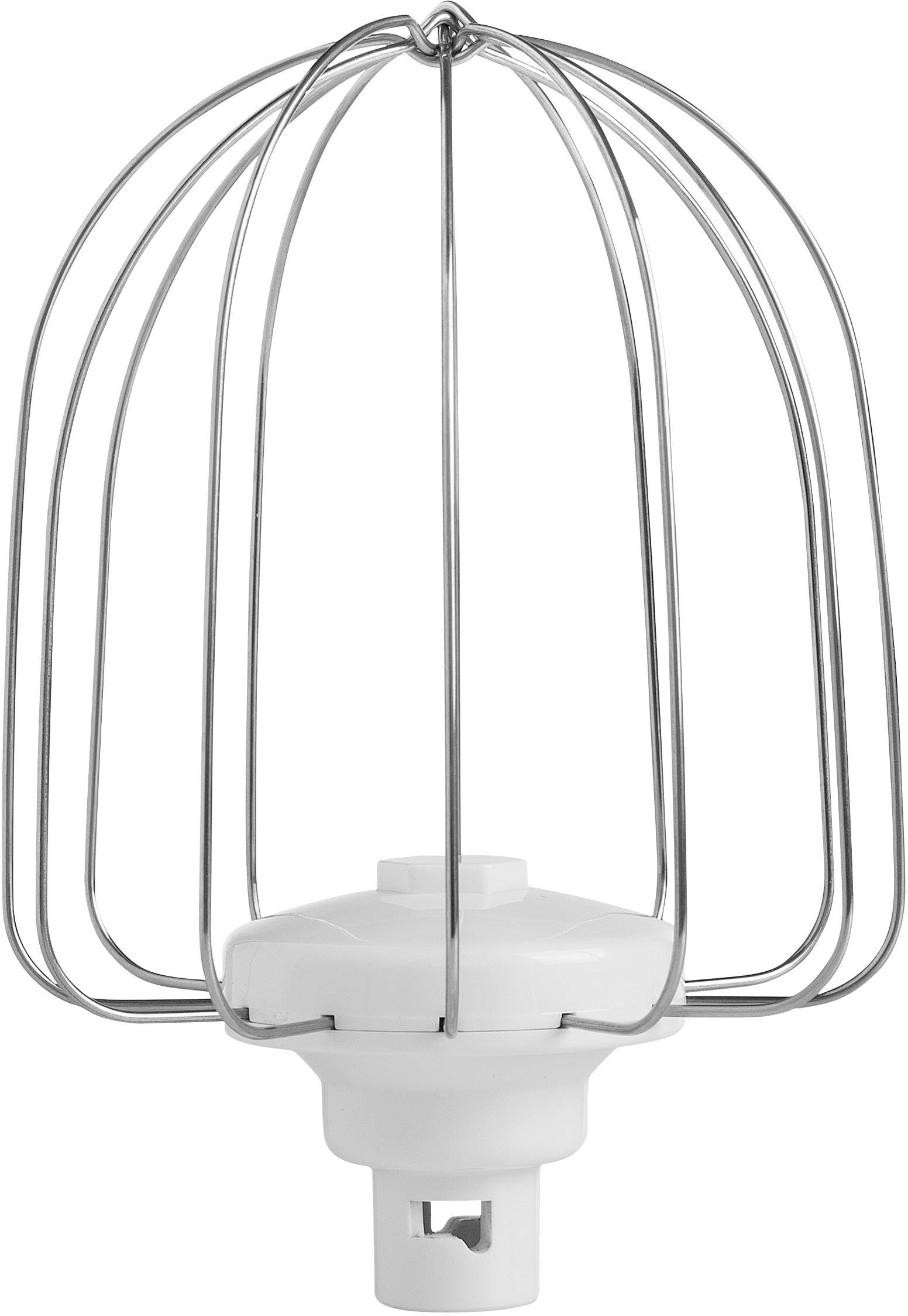 Metlička z kovu a plastu, vhodná pro kuchyňský robot, na bílém pozadí.