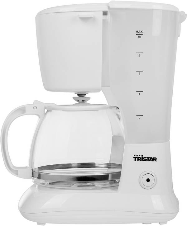 Tristar CM-1252 kávovar bílá  připraví šálků najednou=10 funkce uchování teploty, funkce časovače, pro cestování / přenosné, skleněná konvice